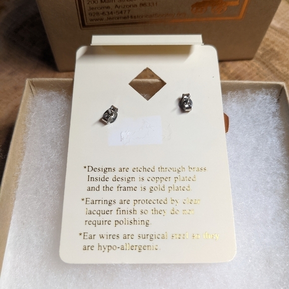 COSTAL COWBOY Copper Native American Earrings and Faux Turquoise Dangle - Picture 3 of 6